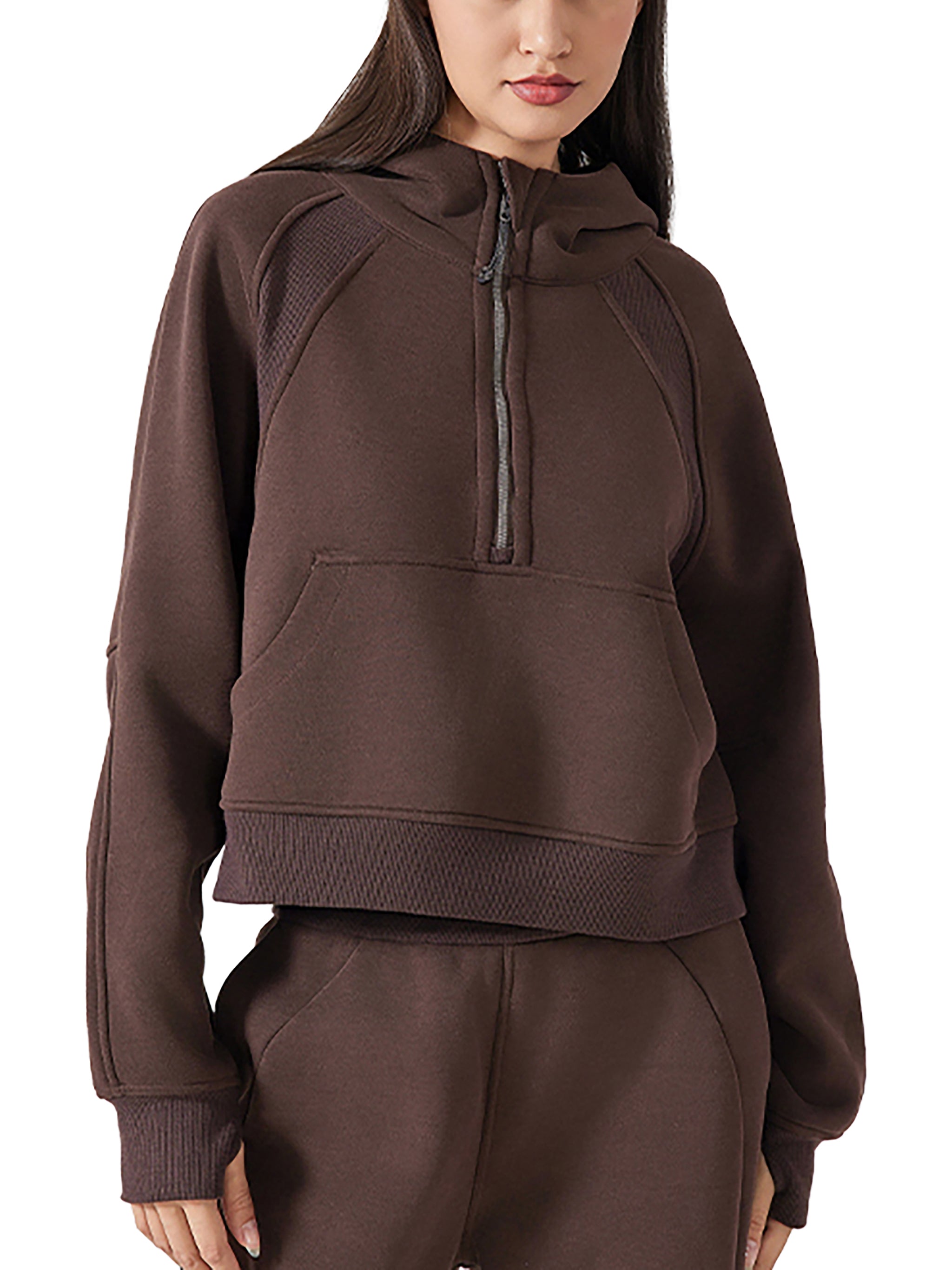 Atlast Cropped Half-Zip Hoodie