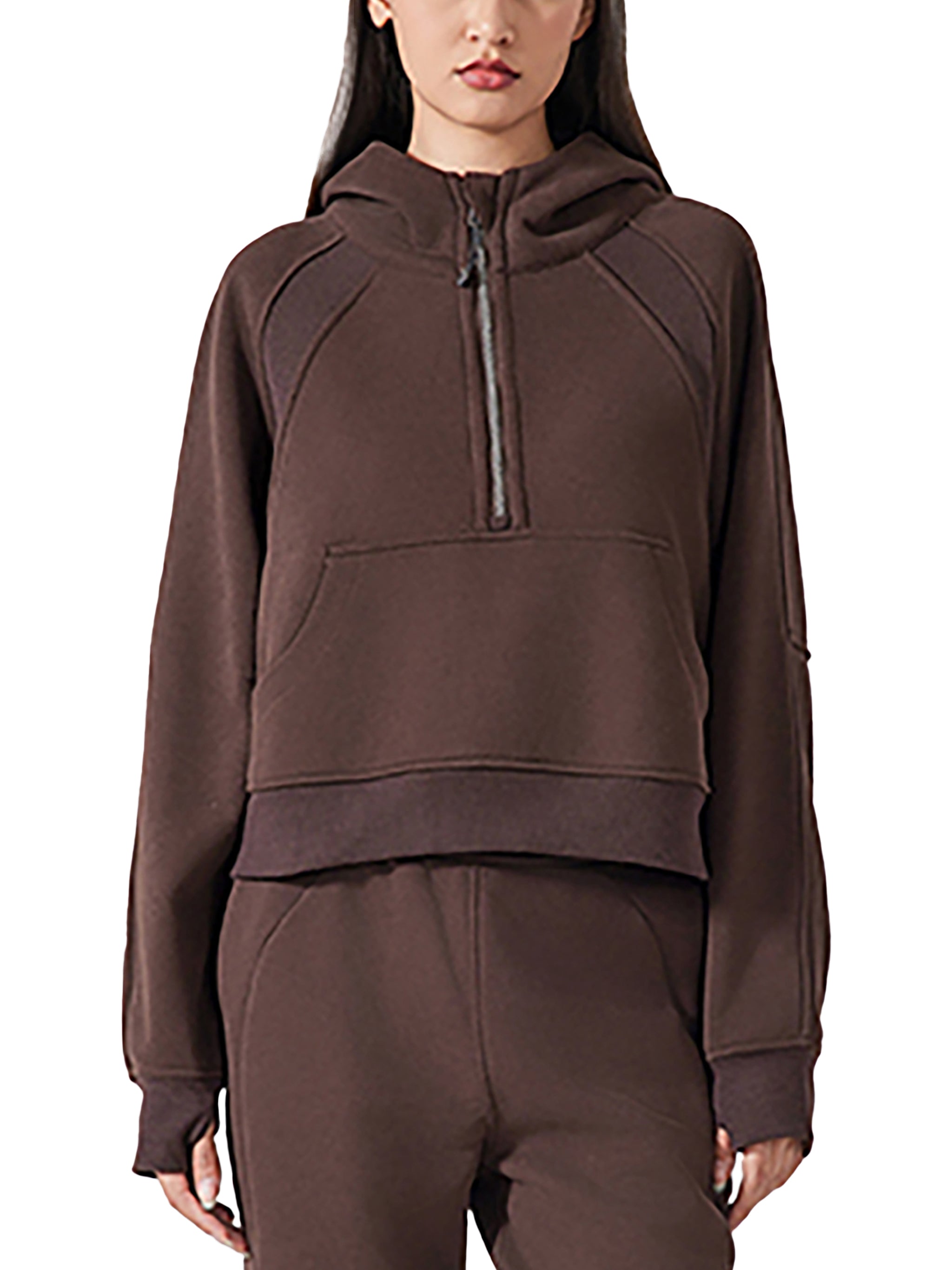 Atlast Cropped Half-Zip Hoodie